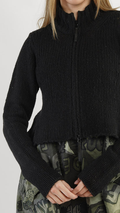 Black Label wool cropped black peplum sweater