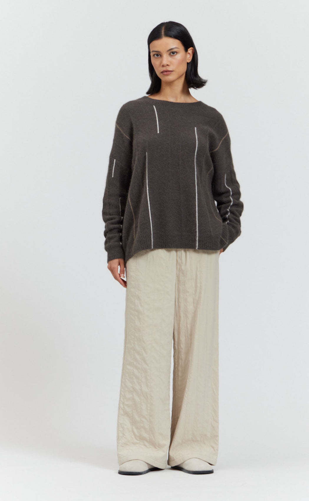 Elsewhere jacquard pants in ecru