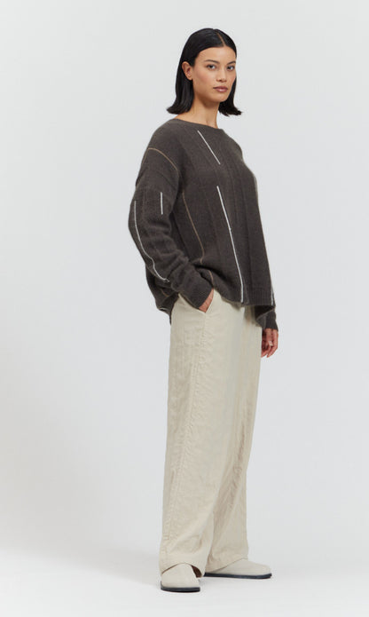 Elsewhere jacquard pants in ecru