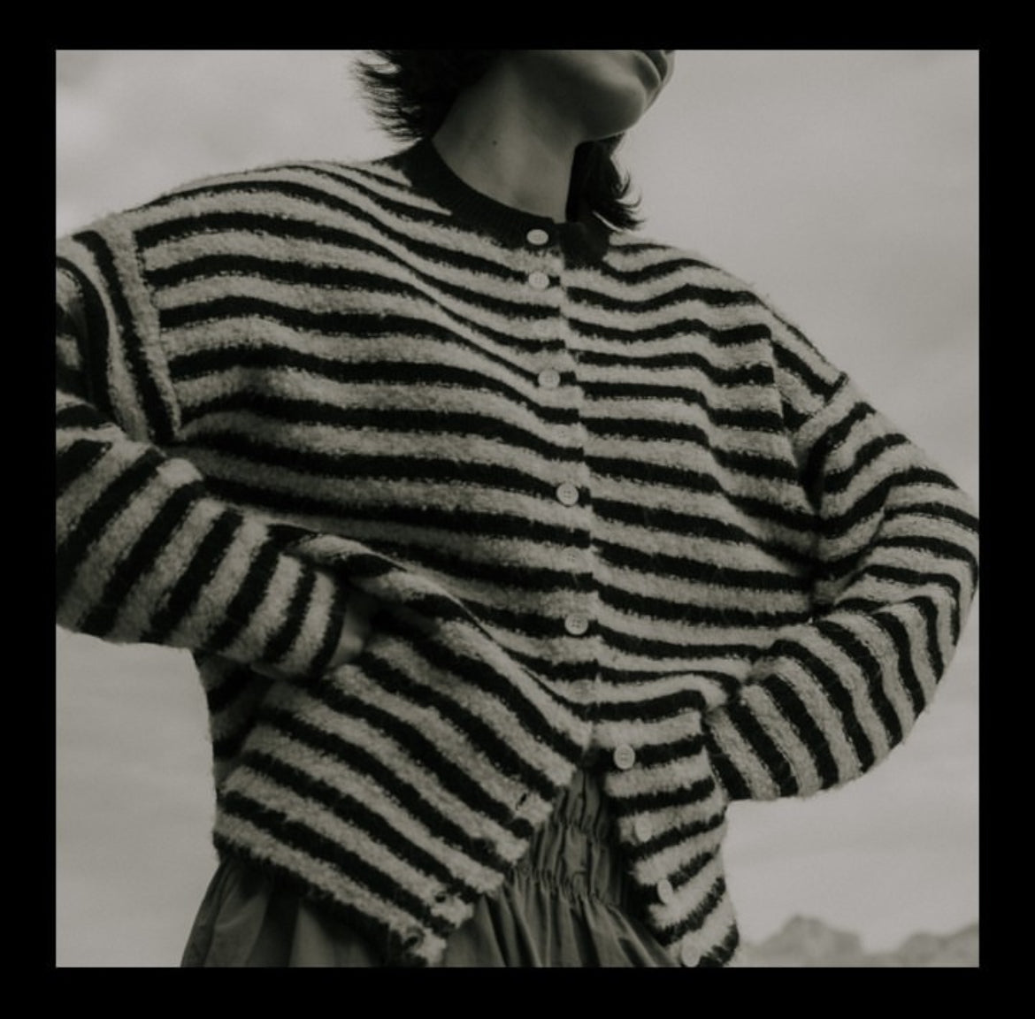 Elsewhere oversized drop sleeve striped cardigan