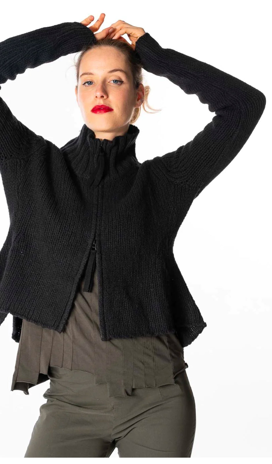 Black Label wool cropped black peplum sweater