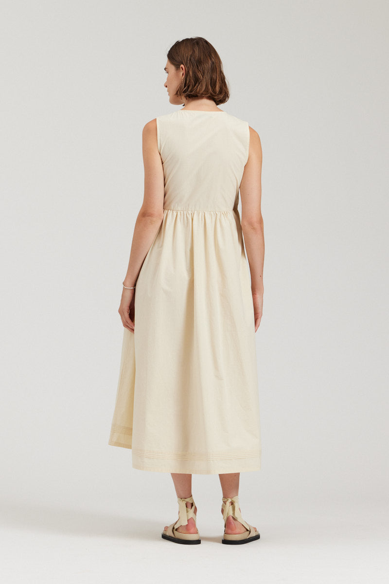 Elsewhere cotton poplin dress in butter