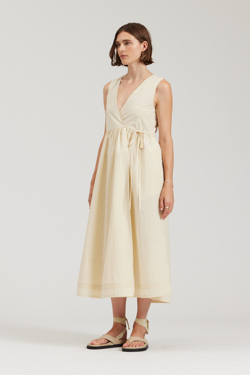 Elsewhere cotton poplin dress in butter