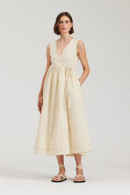 Elsewhere cotton poplin dress in butter